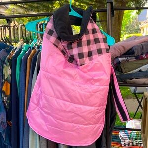 Pink checkered dog puffer jacket XXL